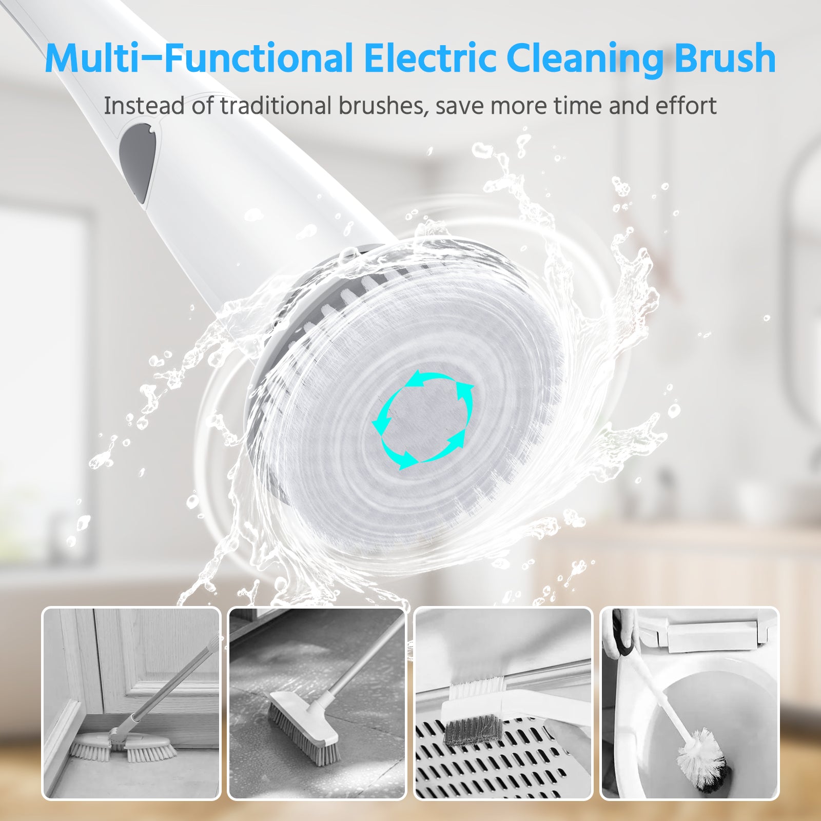 Electric Spin Scrubber, Cordless Cleaning Brush 2X Stronger Power